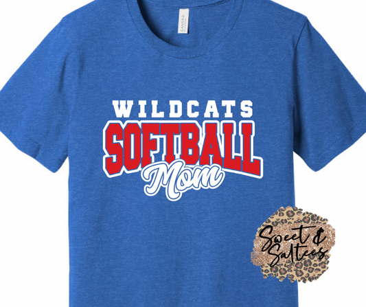 Custom Mascot/Print Color Softball Mom Graphic T-shirt