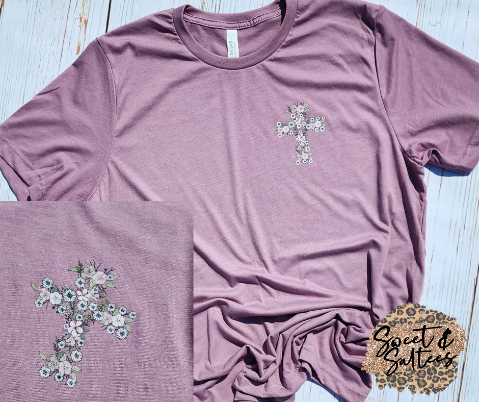 Floral Cross Pocket Graphic T-shirt