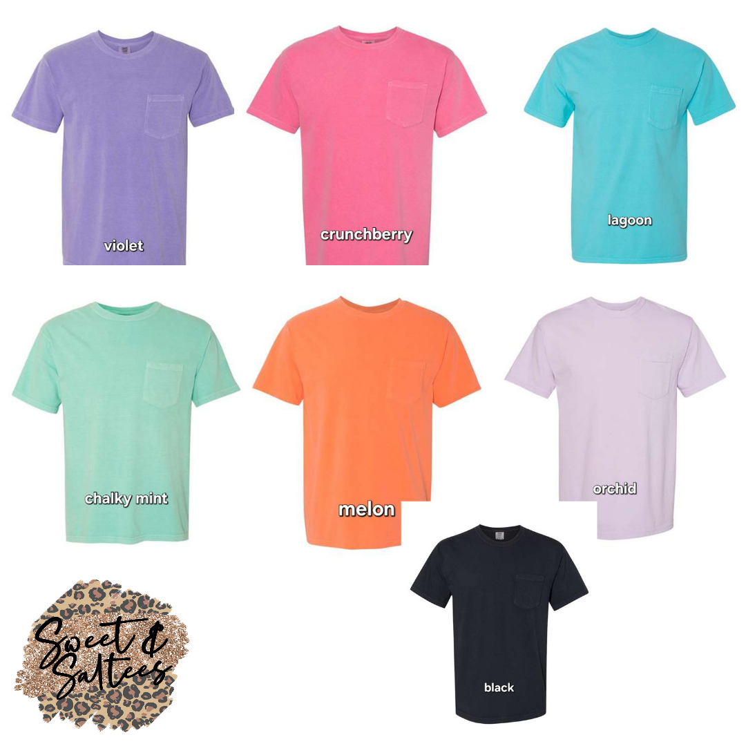 Embroidered Monogram Comfort Colors Pocket T-shirt