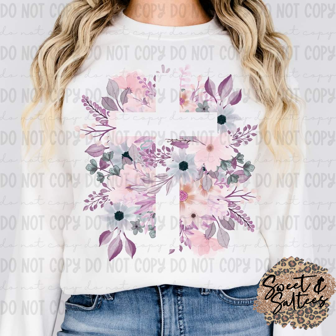 Floral Cross Graphic T-shirt