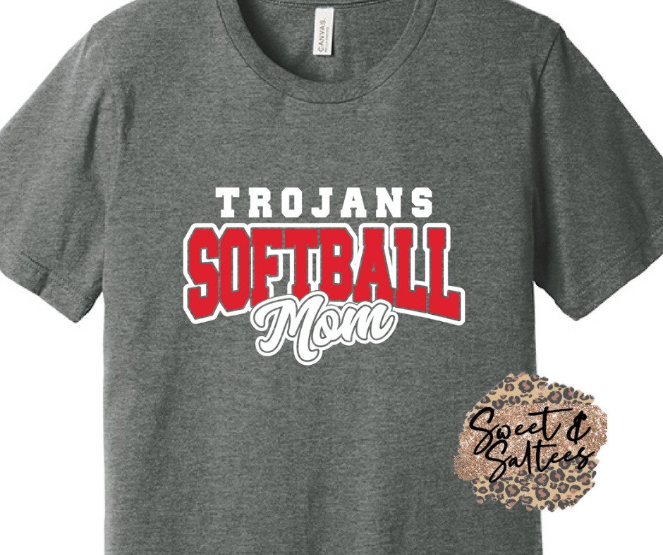 Custom Mascot/Print Color Softball Mom Graphic T-shirt