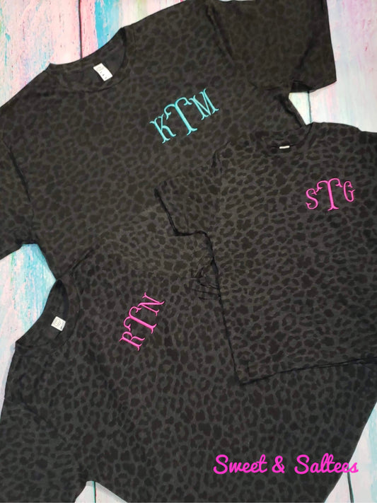 Black Leopard Toddler/Youth Embroidered/Monogrammed Graphic T-shirt