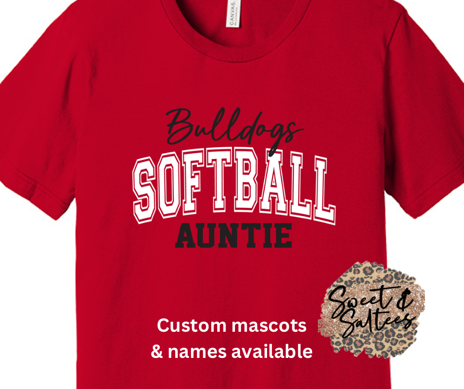 Custom Softball Mascot or School and Name Graphic T-shirt