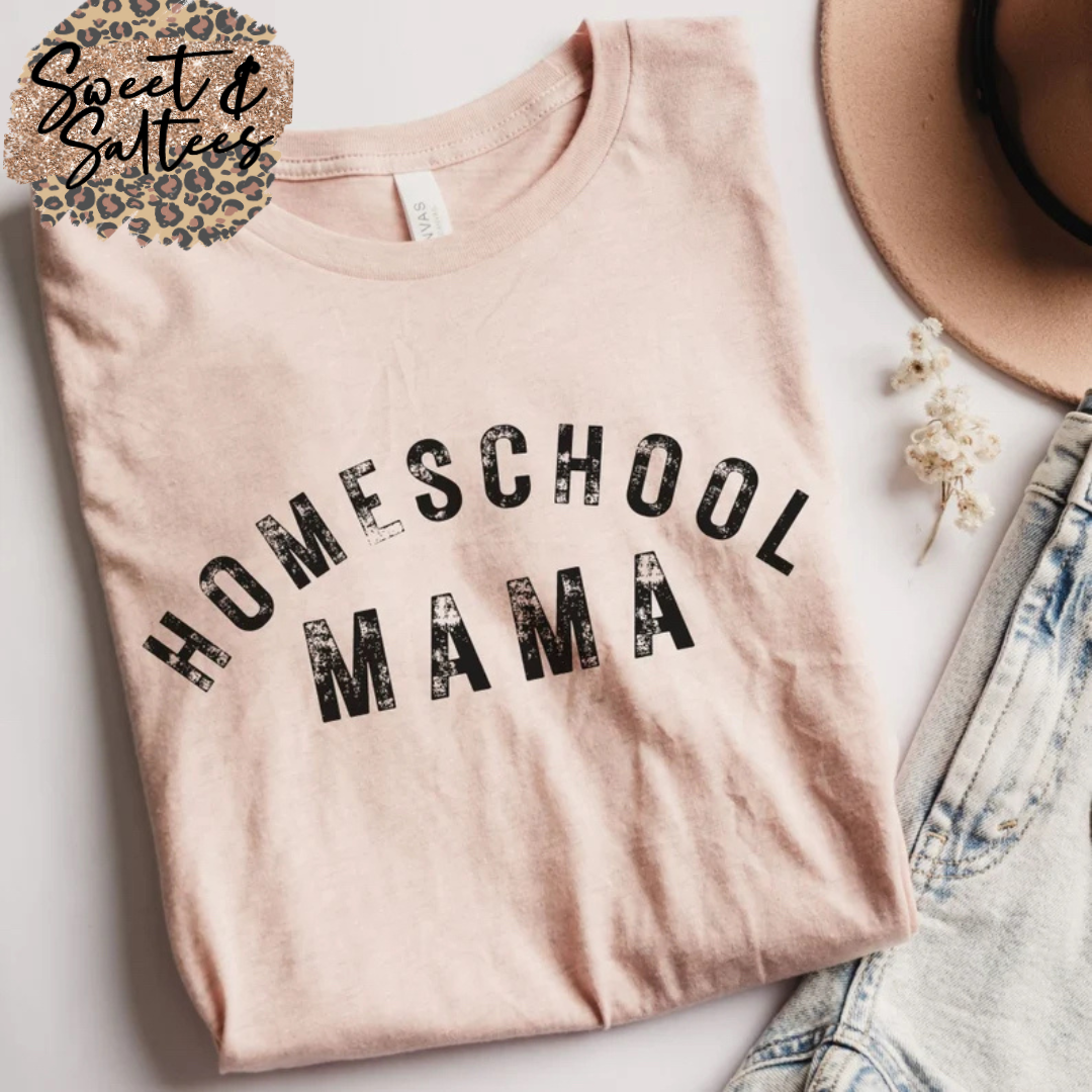 Homeschool Mama Black or White Print T-shirt