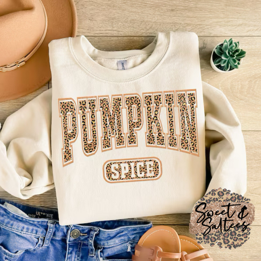 Pumpkin spice varsity leopard  t-shirt