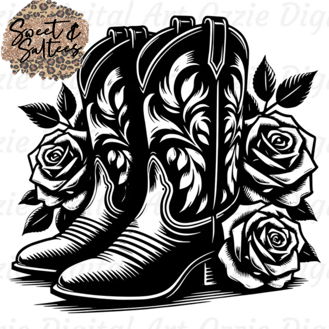 Boots and roses t-shirt