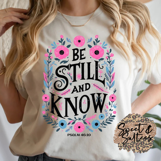 Be still and know floral print t-shirt