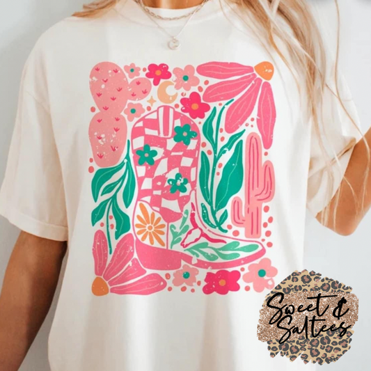 Floral boot t-shirt