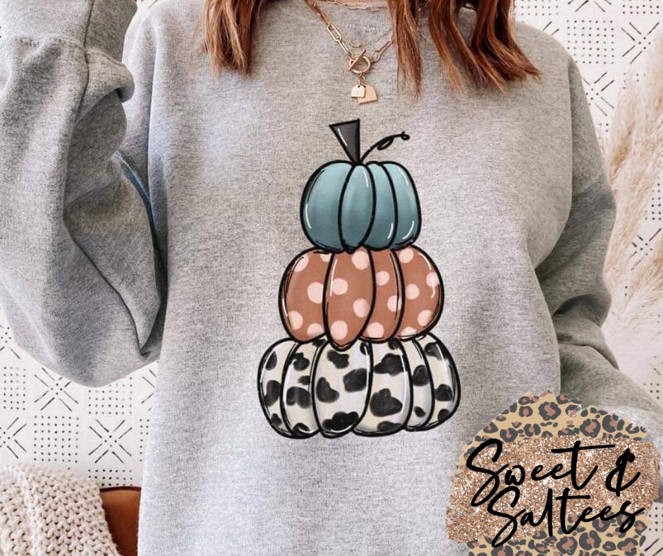 Stacked patterned pumpkins Graphic T-shirt