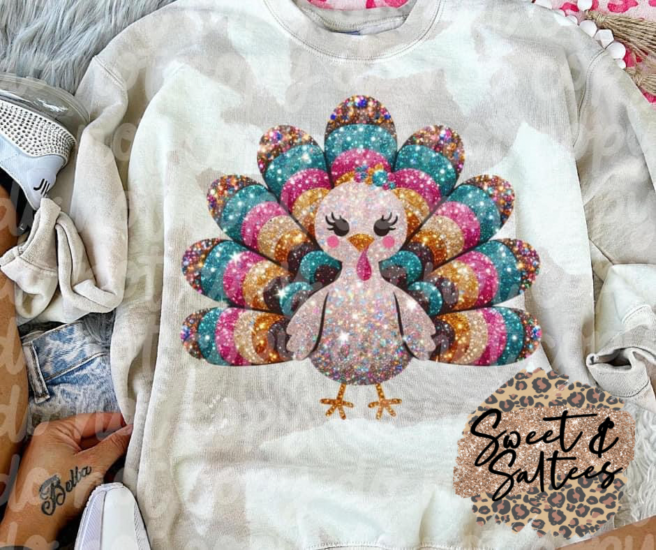 Faux glitter turkey t-shirt