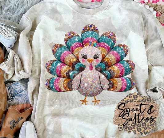 Faux glitter turkey t-shirt