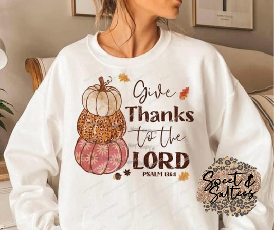 Give thanks to the Lord graphic t-shirt