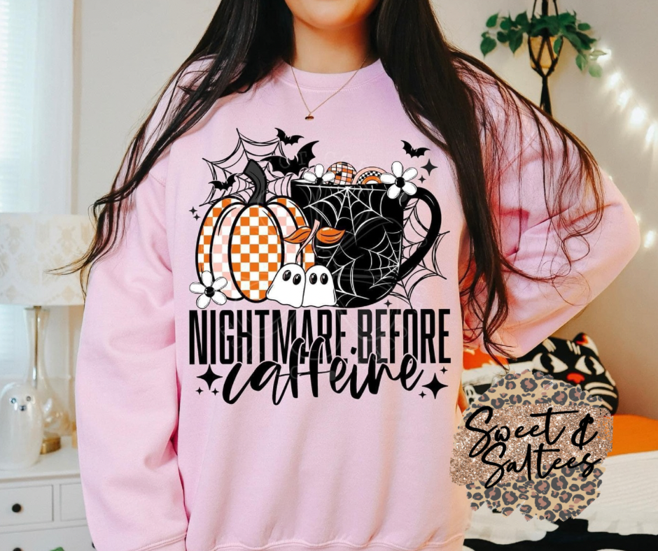 Nightmare before caffeine graphic t-shirt