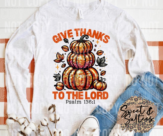 Give thanks to the Lord graphic t-shirt