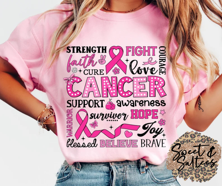 Breast cancer awareness words t-shirt