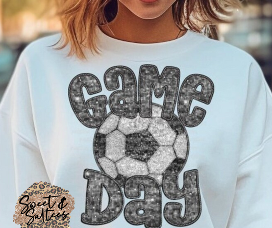 Game Day Soccer Faux Sequin Graphic T-shirt