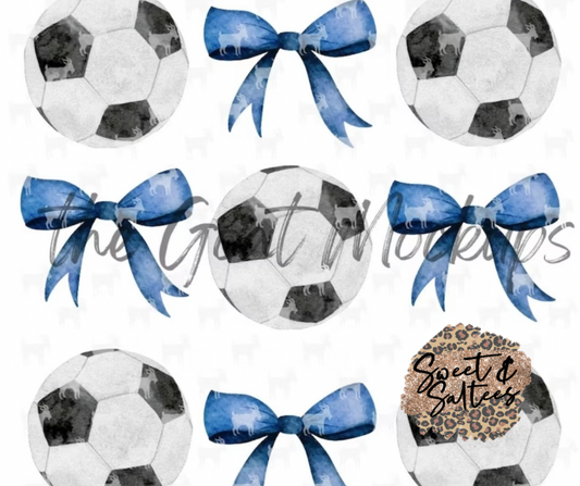 Soccer and Blue Bows Graphic T-shirt