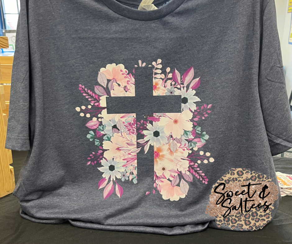 Floral Cross Graphic T-shirt