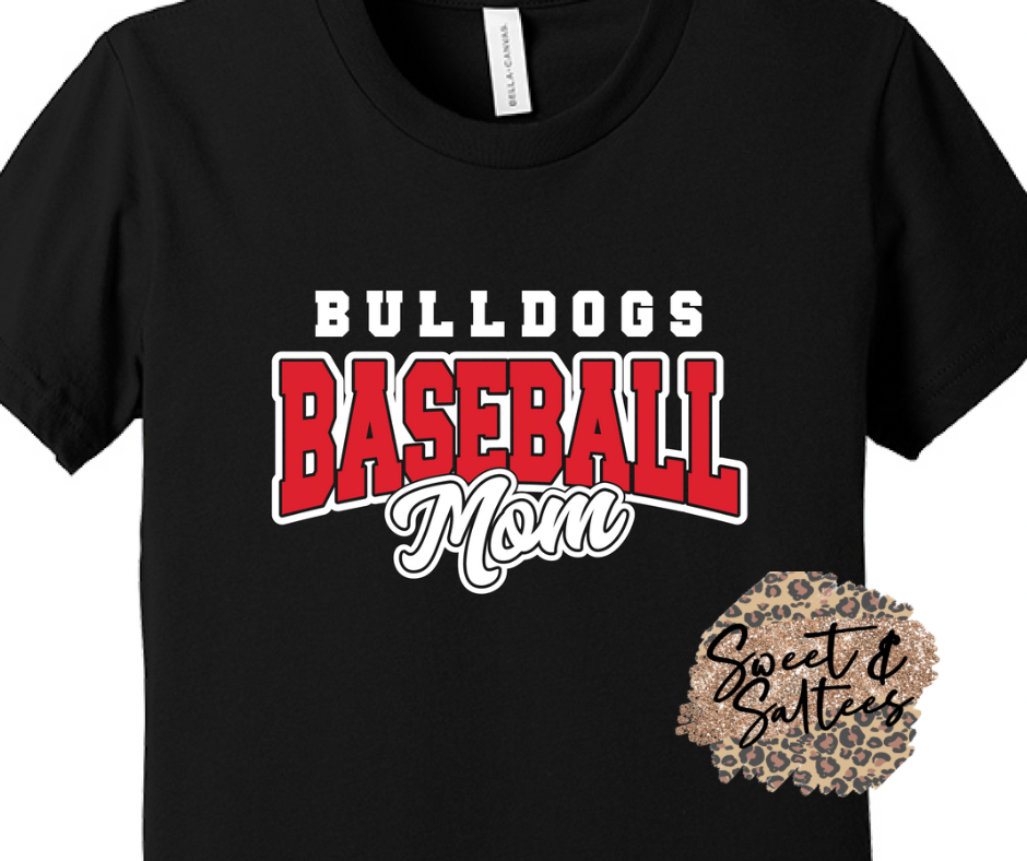 Custom Mascot or School Name/Print Color Baseball Mom Graphic T-shirt