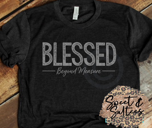 Blessed beyond measure gray print graphic t-shirt