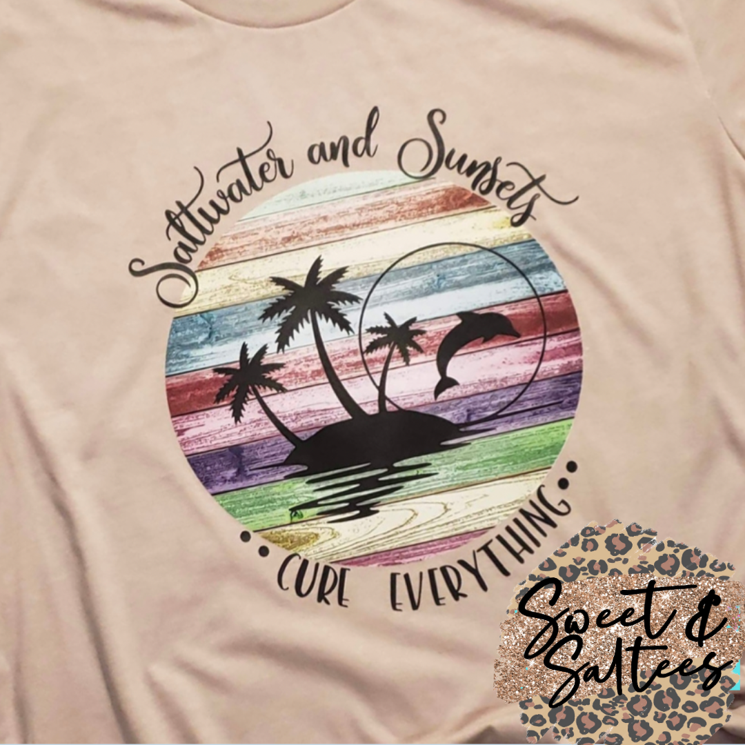 Saltwater and sunsets t-shirt