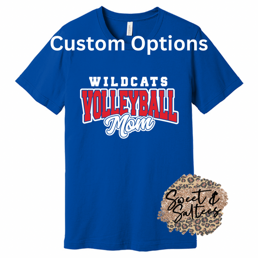 Custom Mascot/Print Color Volleyball Mom Graphic T-shirt