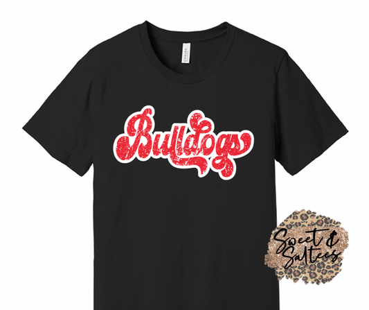 Infant/Toddler/Youth Retro Black or Red Print Bulldogs Retro Graphic T-Shirt