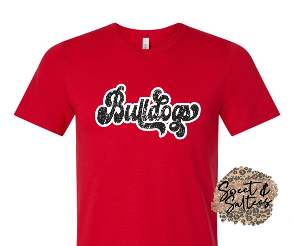 Infant/Toddler/Youth Retro Black or Red Print Bulldogs Retro Graphic T-Shirt