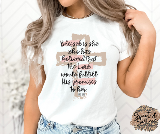 Luke 1:45 Graphic T-shirt