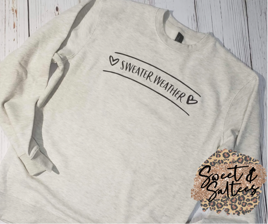 Sweater weather white print graphic T-shirt