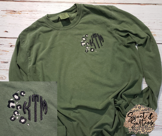 Leopard Monogram Embroidered T-Shirt