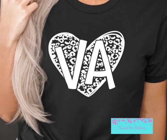 Virginia White Leopard Heart  Graphic T-shirt