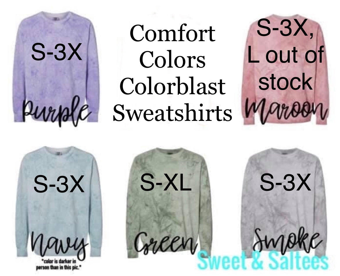 Monogrammed/Embroidered Comfort Colors Colorblast Sweatshirt