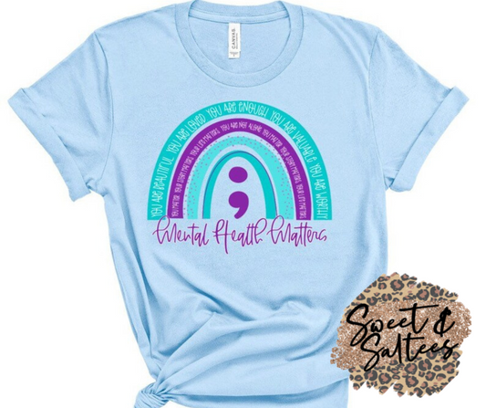 Mental health matters full color rainbow graphic T-shirt