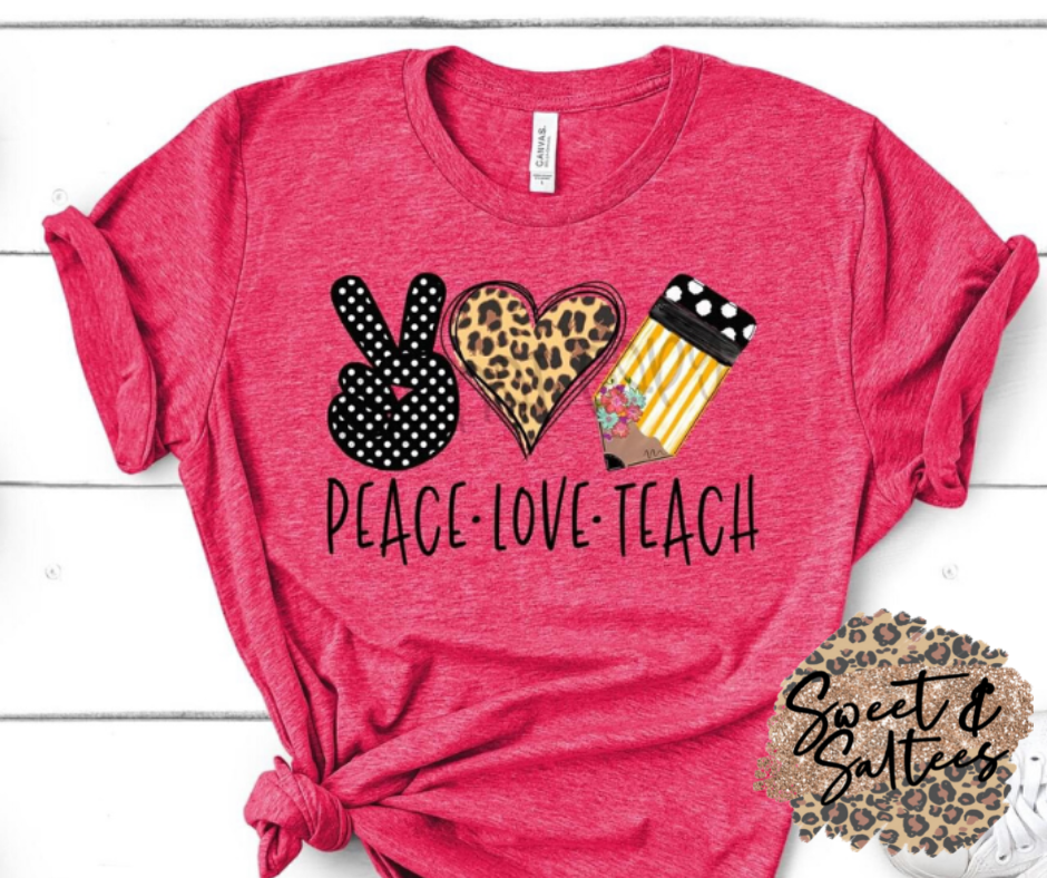 Peace Love Teach Graphic T-shirt