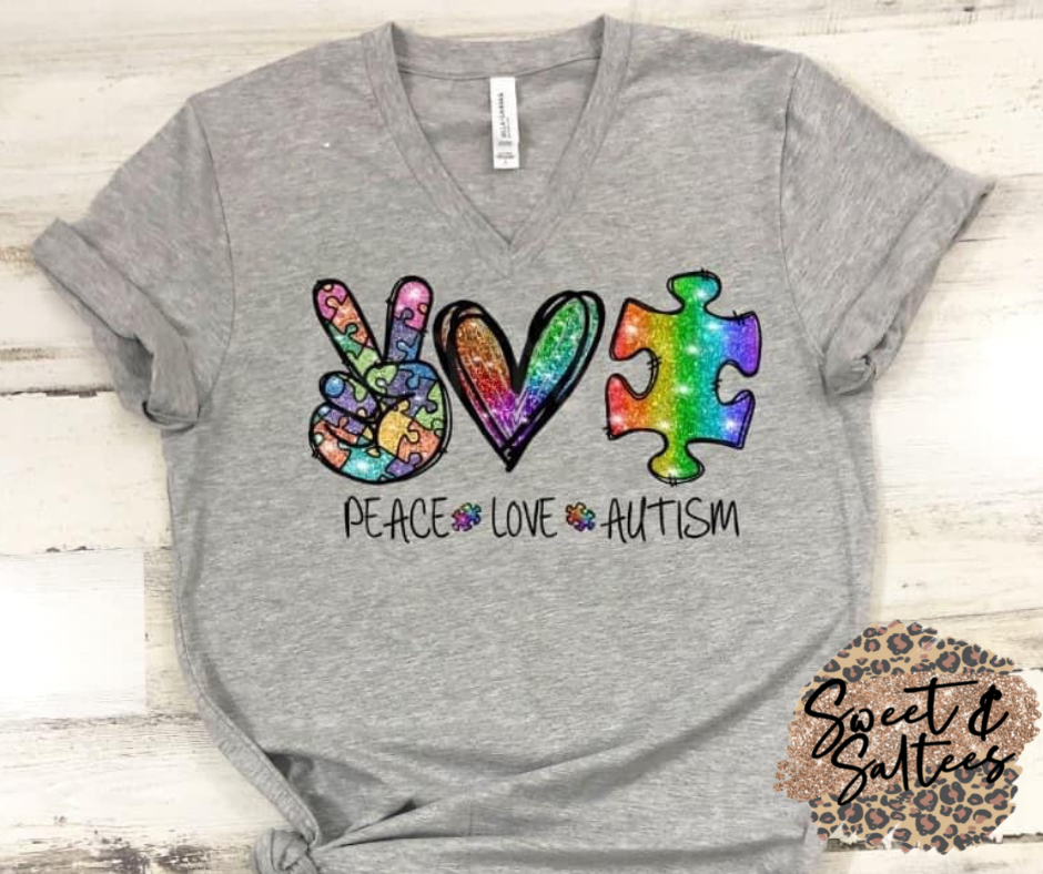 Peace Love Autism Graphic T-shirt